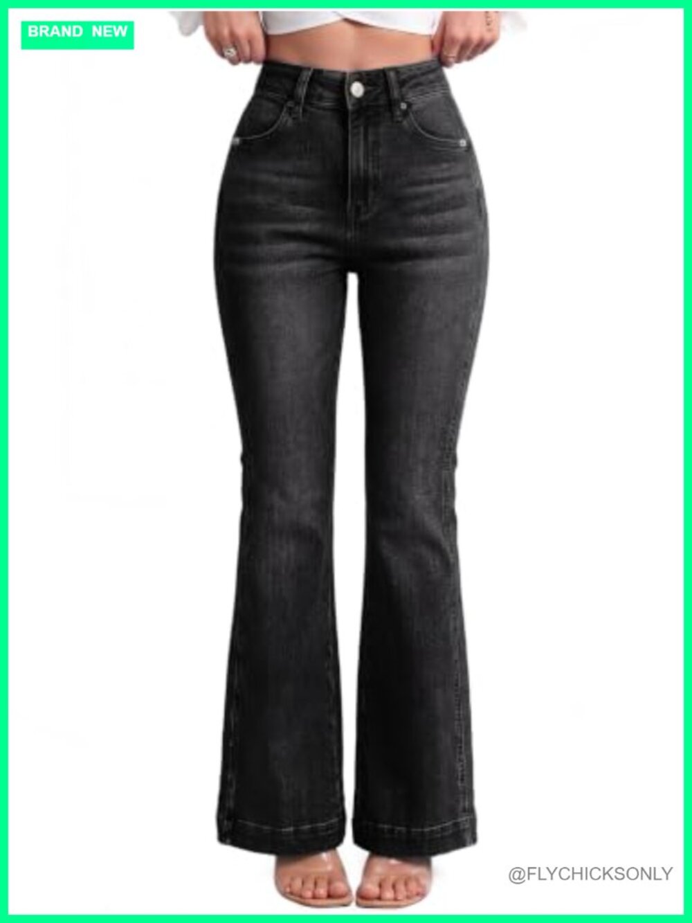 High Rise Bootcut Flare Jeans Stretch Denim Wide Leg Pants